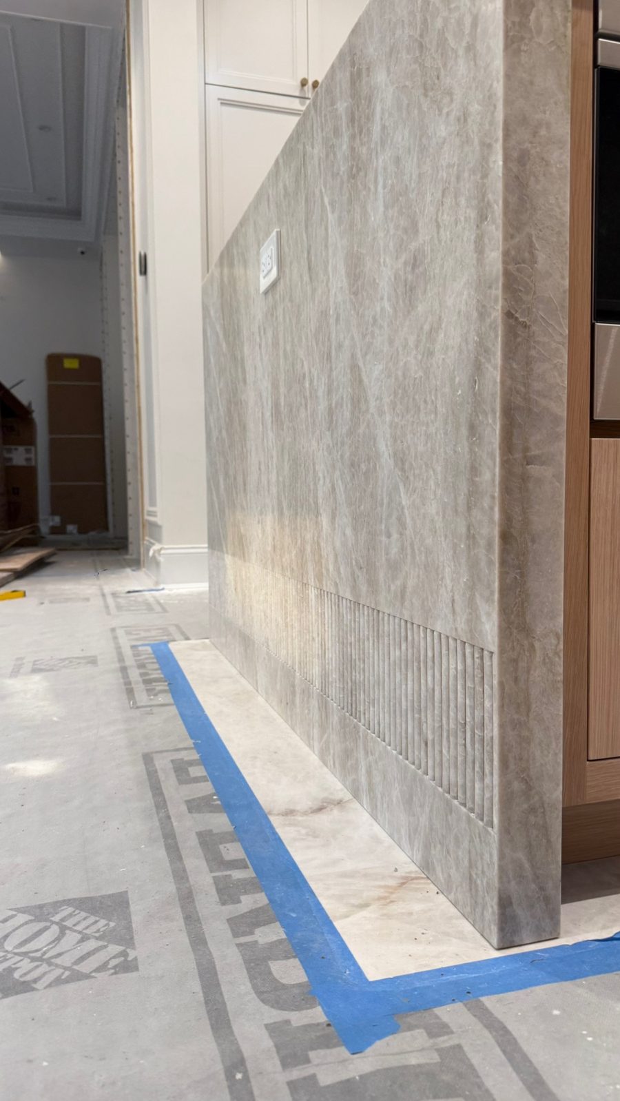 Taj Mahal quartzite island detail by Fine Stone Works