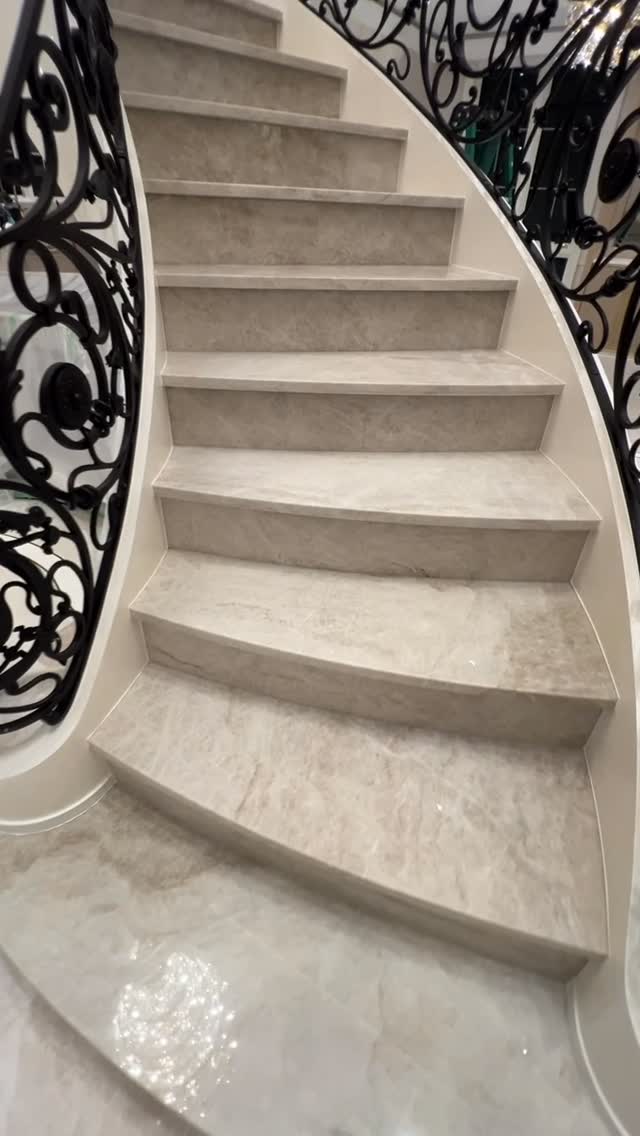 Taj Mahal curved staircase by Fine Stone Works